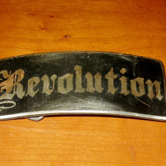 Fosterweld Revolution Belt Buckle Brushed Nickel Punk Style - Picture 1 of 10